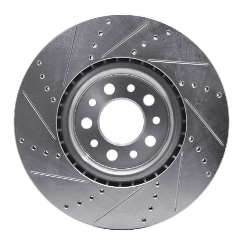Alfa Romeo Tonale Brake Rotor (1) - Front Right - R1 Concepts - Drilled & Slotted - Silver - `14-`25